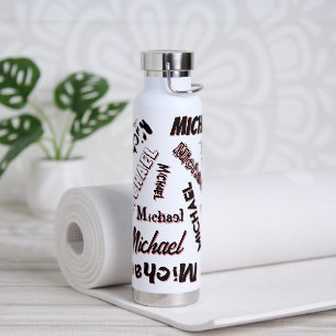 Uw naam patroon monogram roos kleur schaduw waterfles