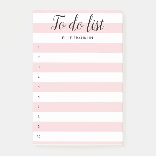 Uw Naam Takenlijst Roze Gestreepte Post-it® Notes (Voorkant)