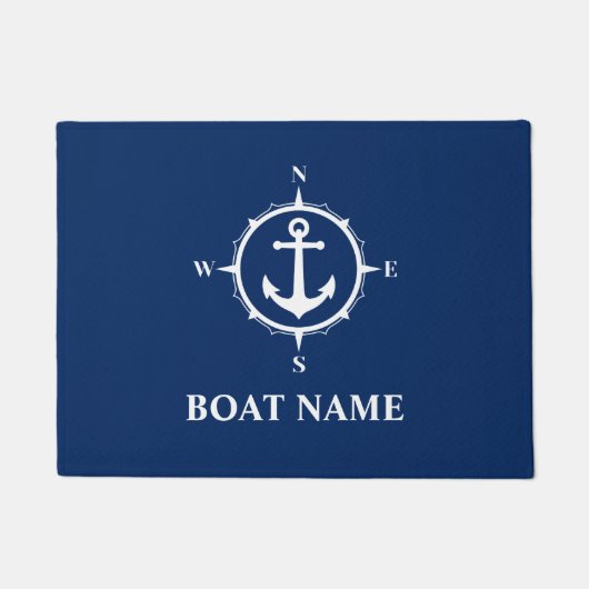 Uw naam van de boot compass Anchor Blue Deurmat (Voorkant)