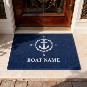 Uw naam van de boot compass Anchor Blue Deurmat