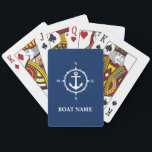 Uw naam van de boot compass Anchor Blue Pokerkaarten<br><div class="desc">Het spelen van kaarten met uw gepersonaliseerde naam,  bootnaam of andere tekst en een douane anker en compass ontwerp op klassiek blauw van de marine. Voel me vrij om mijn ontwerperwinkel te bezoeken om meer objecten met dit soort design te zien. Bedankt.</div>