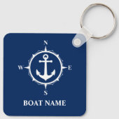Uw naam van de boot compass Anchor Blue Sleutelhanger (Achterkant)