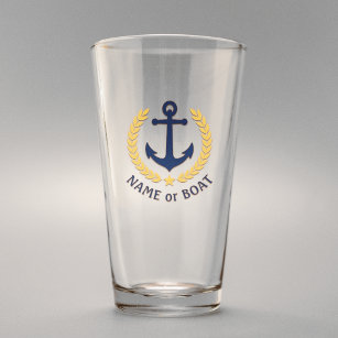Uw naam van de boot Nautical Anchor Gold Laurel St Glas