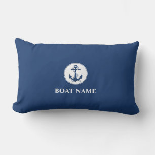 Uw naam van de boot Rope & Anchor Blue Buitenkussen