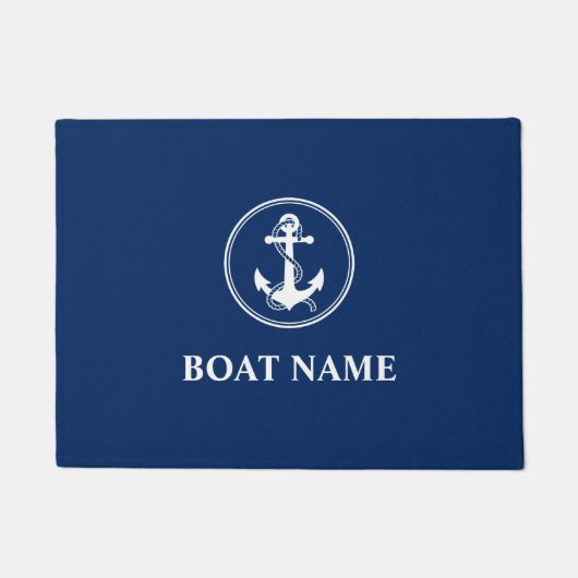 Uw naam van de boot Rope & Anchor Blue Deurmat (Voorkant)