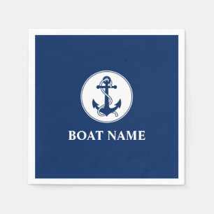 Uw naam van de boot Rope & Anchor Blue Servet