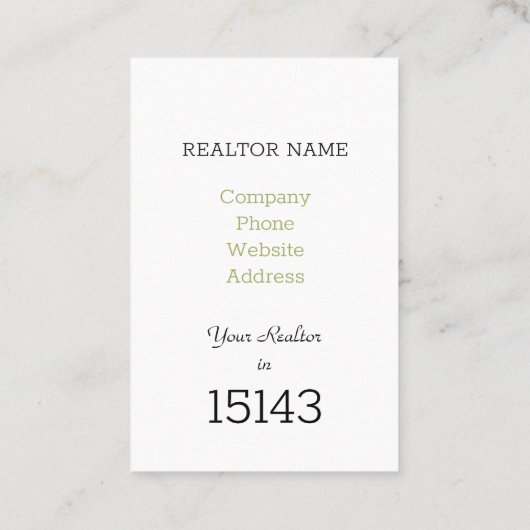 Uw naam van de verkoper in Zip Code Marketing Visitekaartje (Achterkant)