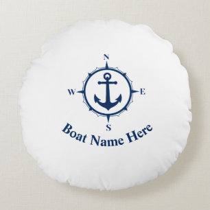 Uw naam van het schip met een compass-anker rond kussen
