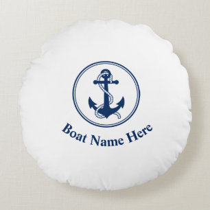 Uw naam van het schip met Rope & Anchor Rond Kussen
