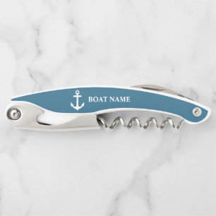 Uw naam van het schip Nautical Anchor Misty Blue Kurkentrekker