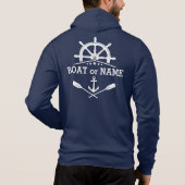 Uw naam van het schip Nautical Anchor Oars Helm St Hoodie (Achterkant)
