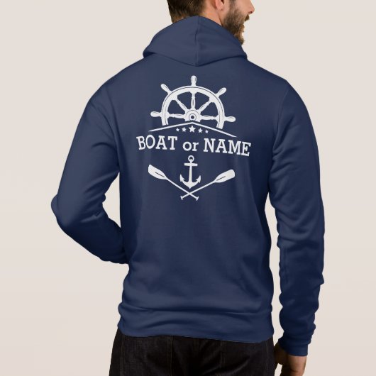 Uw naam van het schip Nautical Anchor Oars Helm St Hoodie (Achterkant)