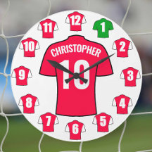 Uw Naam Voetbal Klok - Rood en Wit