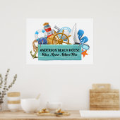 Uw Nautical - Beach House Sign Poster (Keuken)