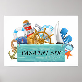 Uw Nautical - Beach House Sign Poster