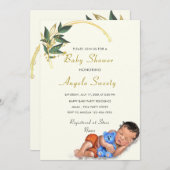 Uw ontwerp Baby Boy Douche Uitnodiging Sjabloon (Voorkant / Achterkant)