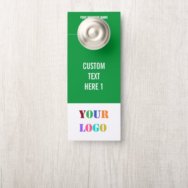 Uw ontwerp bedrijfslogo tekst deur hanger sjabloon (Op knop)