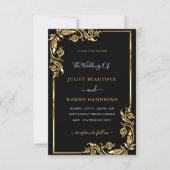 Uw ontwerp Black Gold Wedding Invitation Sjabloon (Voorkant)