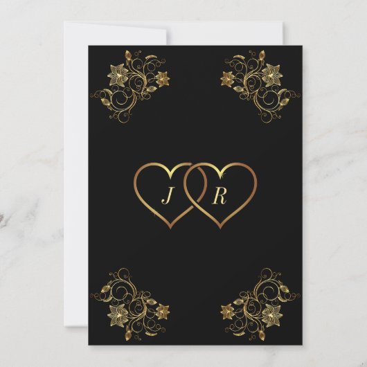 Uw ontwerp Black Gold Wedding Invitation Sjabloon (Achterkant)