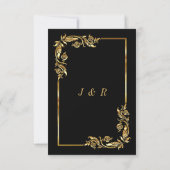 Uw ontwerp Black Gold Wedding Invitation Sjabloon (Achterkant)