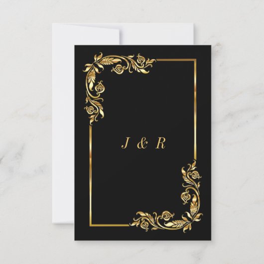 Uw ontwerp Black Gold Wedding Invitation Sjabloon (Achterkant)