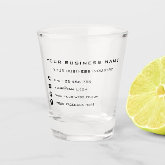 Uw ontwerp branded business shot glas voorbeeld (Voorkant)