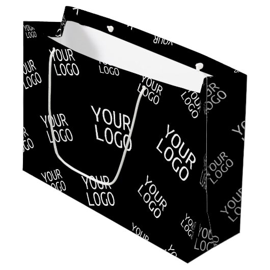 Uw ontwerp, foto of bedrijfslogo willekeurig geran groot cadeauzakje (Voorkant Gekanteld)