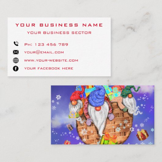 Uw ontwerp Gnome Kerstmis visitekaartje sjabloon (Voorkant / Achterkant)