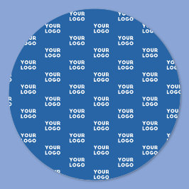 Uw ontwerp of bedrijfslogo | Blauwe tegelpatroon Ronde Sticker