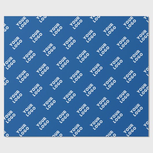 Uw ontwerp of zakelijke Logo | Blauw betegeld patr Cadeaupapier (Vlak)