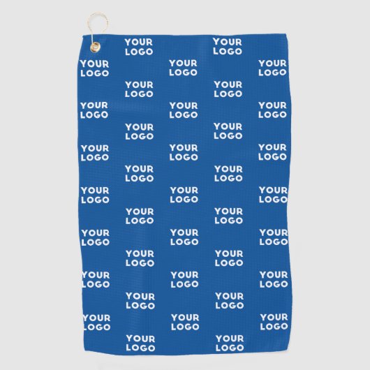 Uw ontwerp of zakelijke Logo | Blauw betegeld patr Golfhanddoek (Voorkant)