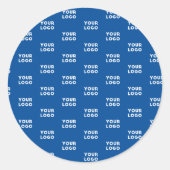 Uw ontwerp of zakelijke Logo | Blauw betegeld patr Ronde Sticker (Voorkant)