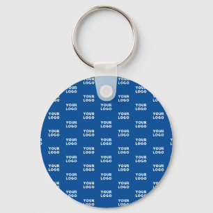 Uw ontwerp of zakelijke Logo   Blauw betegeld patr Sleutelhanger