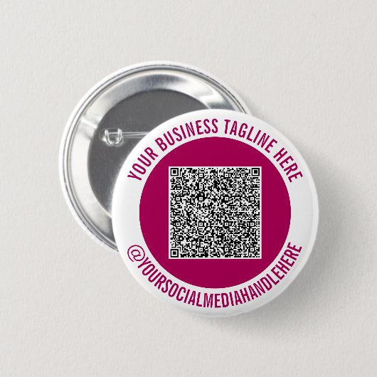 Uw ontwerp QR-code Social Media Button Sjabloon (Voorkant /achterkant)