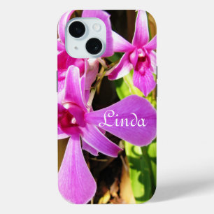 Uw ontwerp roze orchidee iPhone 15 case