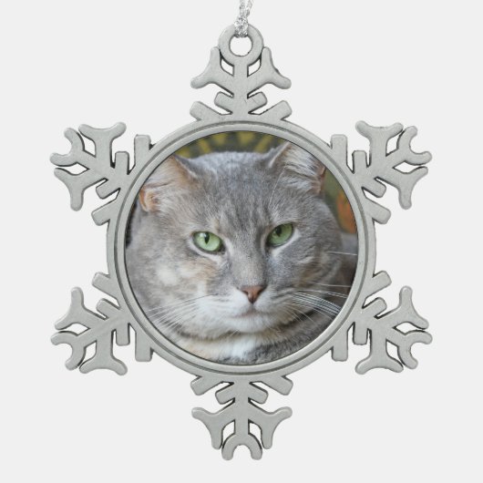 Uw Ornament met foto's van Pet Cat Snowflake (Voorkant)