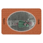 Uw ovale fotonaam, datum - Oranje breipatroon Magneet (Horizontaal)