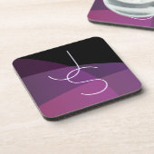 Uw overlappende Initialen | Modern Paars en roze Bier Onderzetter (Linkerzijde)