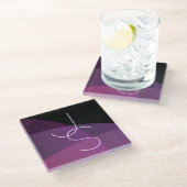 Uw overlappende Initialen | Modern Paars en roze Glazen Onderzetter (Schuin)