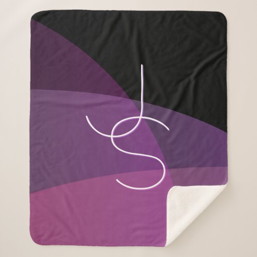 Uw overlappende Initialen | Modern Paars en roze Sherpa Deken (Voorkant)