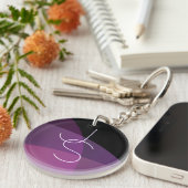 Uw overlappende Initialen | Modern Paars en roze Sleutelhanger (Voorkant Rechts)