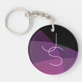 Uw overlappende Initialen | Modern Paars en roze Sleutelhanger (Voorkant)