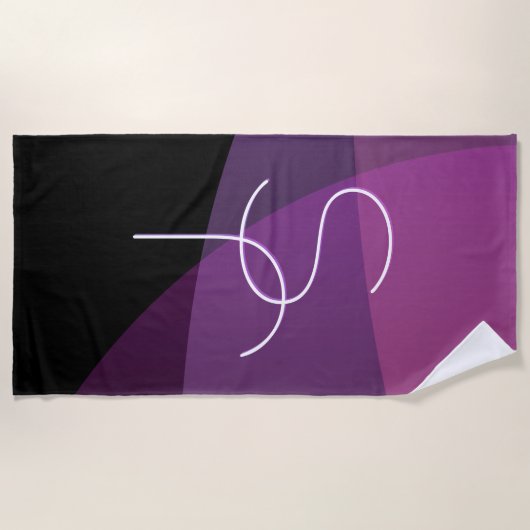 Uw overlappende Initialen | Modern Paars en roze Strandlaken (Voorkant)