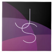 Uw overlappende Initialen | Modern Paars en roze Tegeltje (Voorkant)