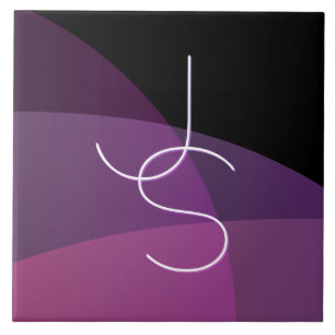 Uw overlappende Initialen   Modern Paars en roze Tegeltje