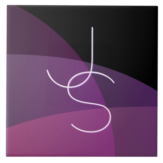 Uw overlappende Initialen | Modern Paars en roze Tegeltje (Voorkant)