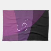 Uw overlappende Initialen | Modern Paars en roze Theedoek (Horizontaal)
