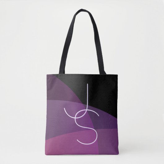 Uw overlappende Initialen | Modern Paars en roze Tote Bag (Voorkant)
