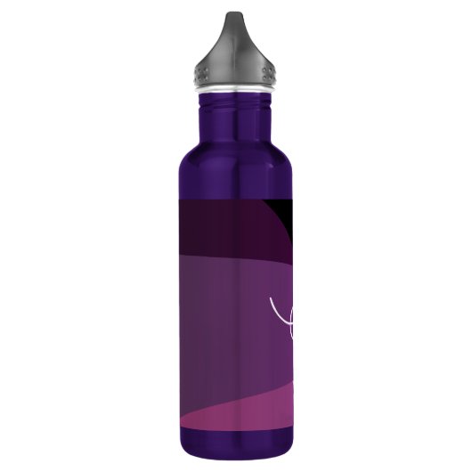Uw overlappende Initialen | Modern Paars en roze Waterfles (Links)