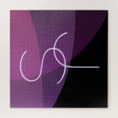 Uw overlappende initialen | Modern paars & roze Legpuzzel (Horizontaal)